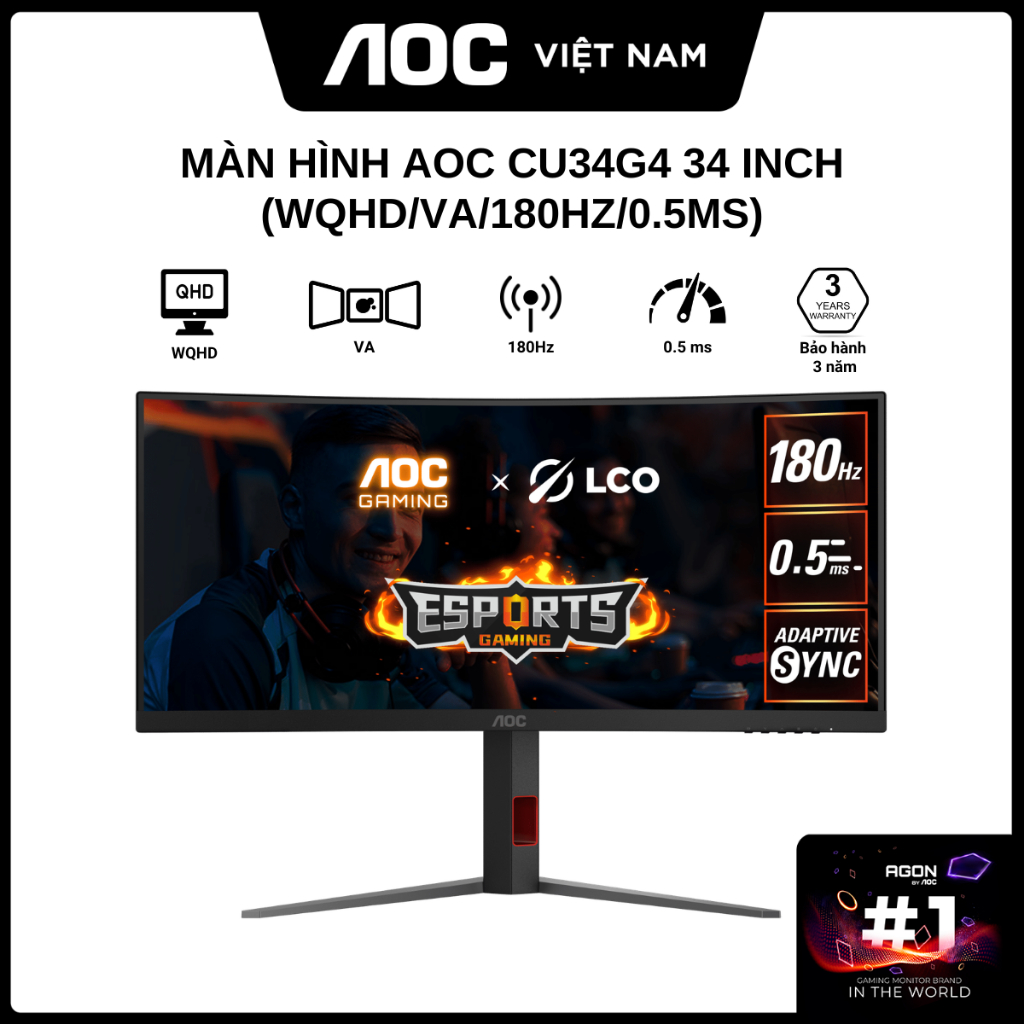 Màn Hình Cong Gaming AOC CU34G4 34 inch (WQHD/VA/180Hz/0.5ms) - Hàng ...