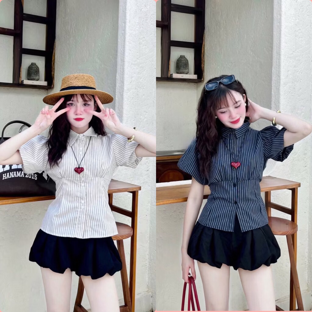 Áo kẻ sọc sơ mi phong cách mới dịu dàng Mẫu mới A179 | BigBuy360 - bigbuy360.vn