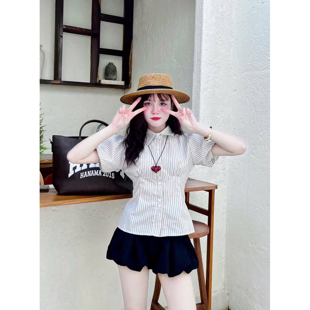 Áo kẻ sọc sơ mi phong cách mới dịu dàng Mẫu mới A179 | BigBuy360 - bigbuy360.vn