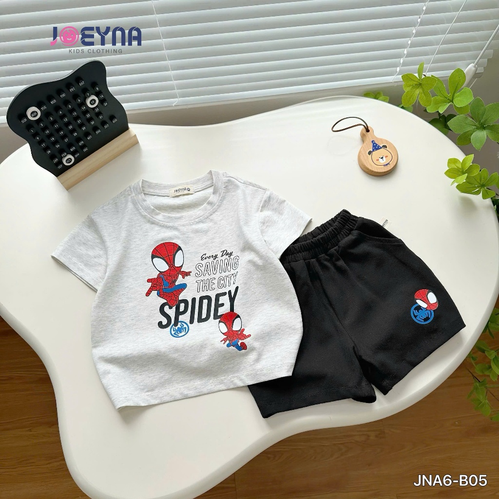 Bộ cộc Joeyna B05 họa tiết spider man cho bé 8-23kg