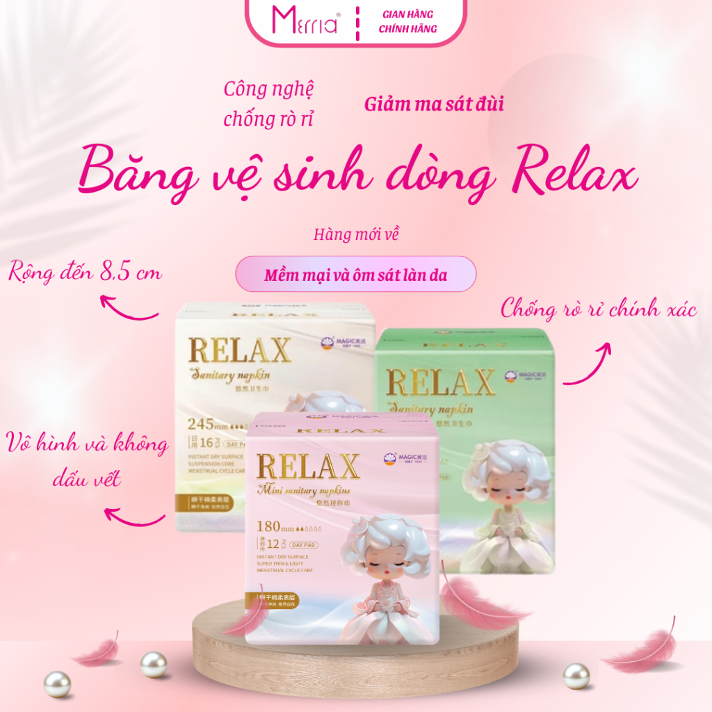 Băng Vệ Sinh Relax, Băng Vệ Sinh Hằng Ngày Siêu Mỏng Khô Thoáng Chống Rò Rỉ AMIZIN