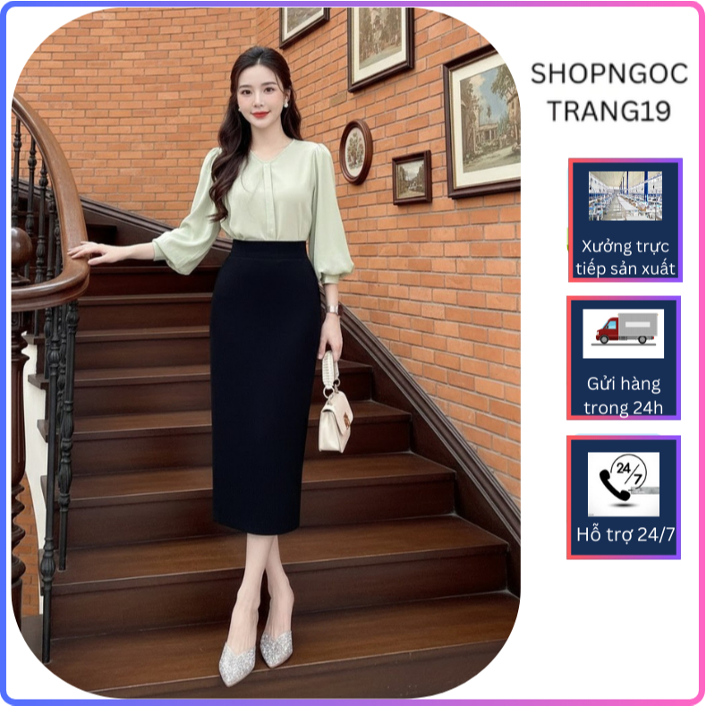 Chân Váy Bút Chì Công Sở Dài 80cm SHOPNGOCTRANG19 Chất Liệu Vitex 2 Lớp
