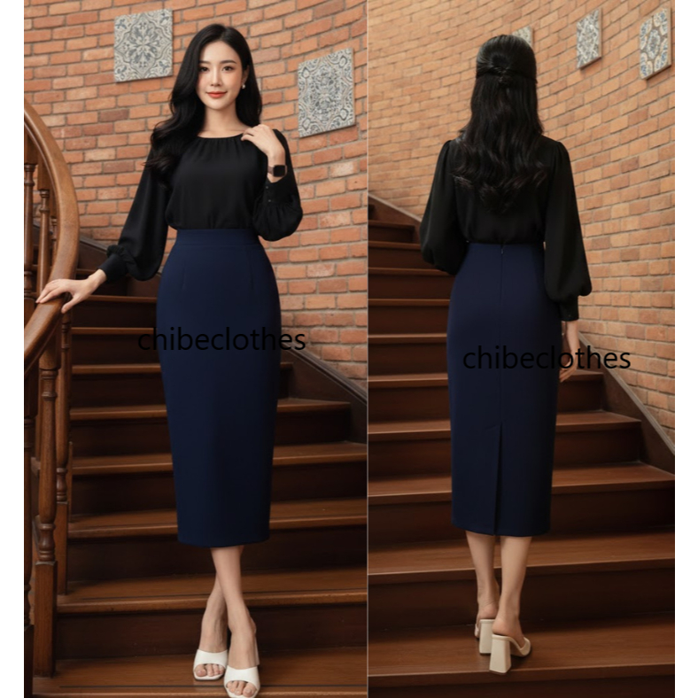 Chân Váy Bút Chì Công Sở Dài 80cm SHOPNGOCTRANG19 Chất Liệu Vitex 2 Lớp