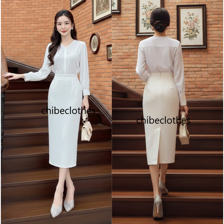 Chân Váy Bút Chì Công Sở Dài 80cm SHOPNGOCTRANG19 Chất Liệu Vitex 2 Lớp
