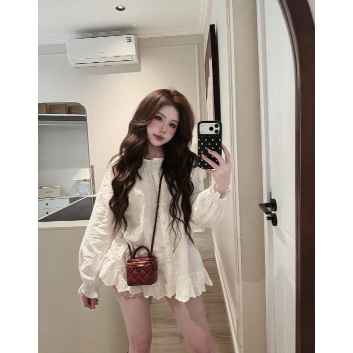 Đầm Babydoll Nữ Màu Trắng Tay Dài Form Rộng Tiểu Thư – Váy Xòe Ulzzang Nhẹ Nhàng Đi Chơi, Hẹn Hò HCOM27057