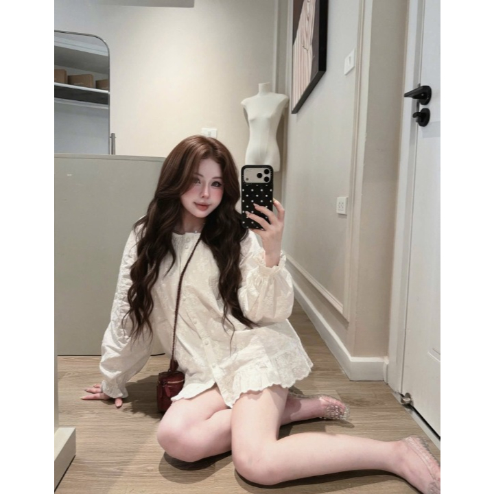 Đầm Babydoll Nữ Màu Trắng Tay Dài Form Rộng Tiểu Thư – Váy Xòe Ulzzang Nhẹ Nhàng Đi Chơi, Hẹn Hò HCOM27057