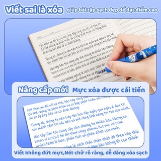 Bút mực xoá được dành cho học sinh cấp 2 với kiểu dáng cute - Bút gel ngòi 0.5mm cho ra dòng mực xanh cực đẹp