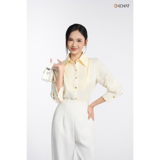 Áo Sơ Mi Nữ 𝐂𝐂𝐇𝐀𝐓 Dáng Suông Lavita Phối Vải Hiện Đại Chất Liệu Mềm Cao Cấp 16FDT8014ST