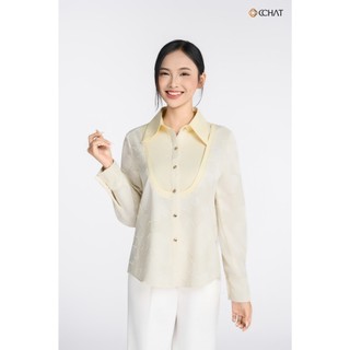 Áo Sơ Mi Nữ 𝐂𝐂𝐇𝐀𝐓 Dáng Suông Lavita Phối Vải Hiện Đại Chất Liệu Mềm Cao Cấp 16FDT8014ST
