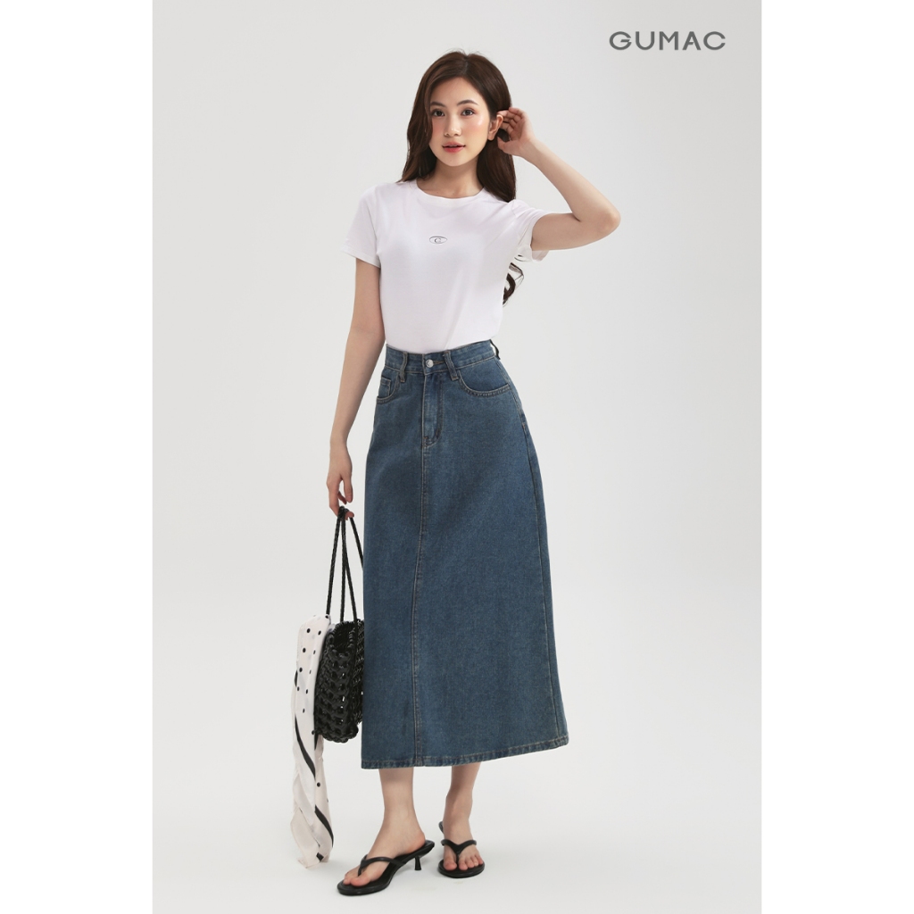 Áo Thun Nữ Cổ Tròn GUMAC Form Slim Cơ Bản Chất Cotton Co Giãn Dễ Phối YATD12002