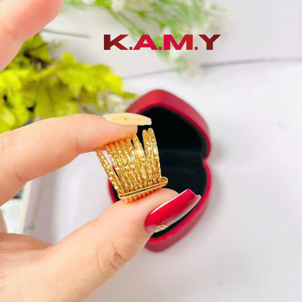 Nhẫn Ximen Nữ Mạ Vàng Cao Cấp – Thiết Kế Bản To Sang Trọng, Đeo Tay Cực Nổi