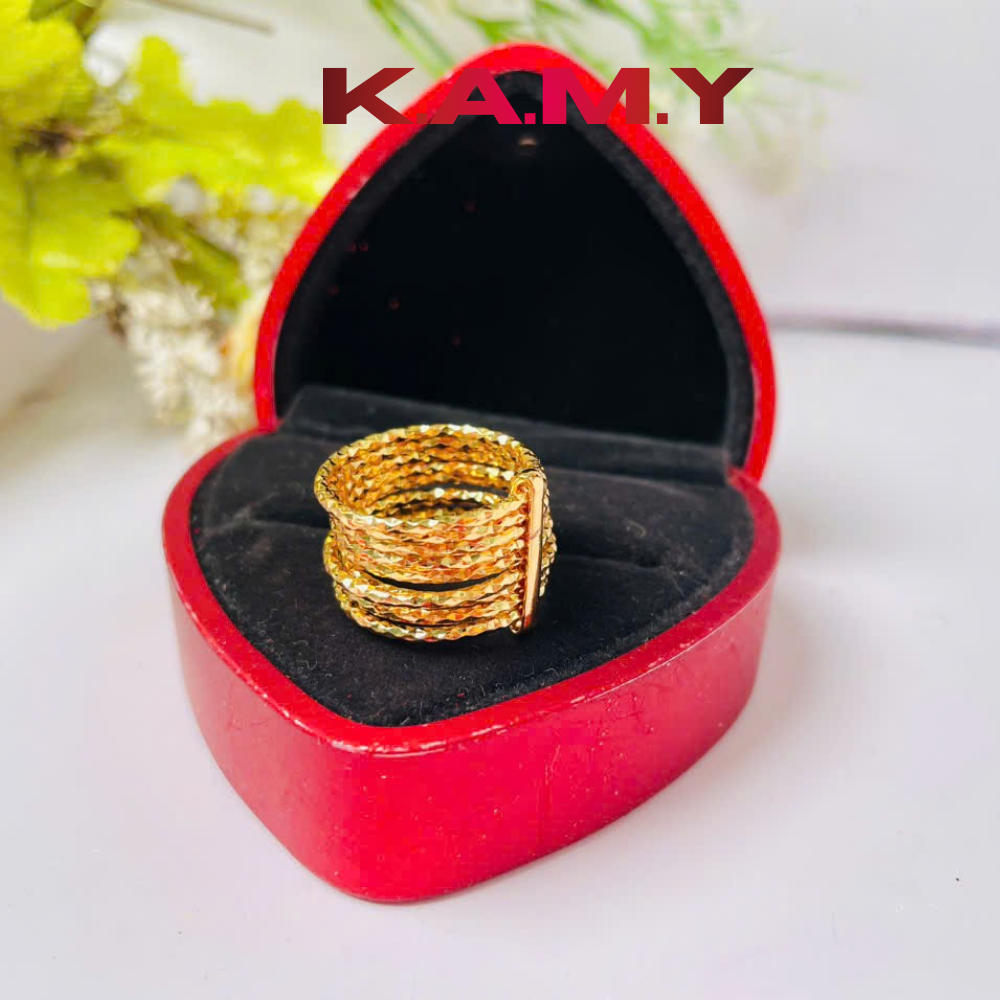 Nhẫn Ximen Nữ Mạ Vàng Cao Cấp – Thiết Kế Bản To Sang Trọng, Đeo Tay Cực Nổi