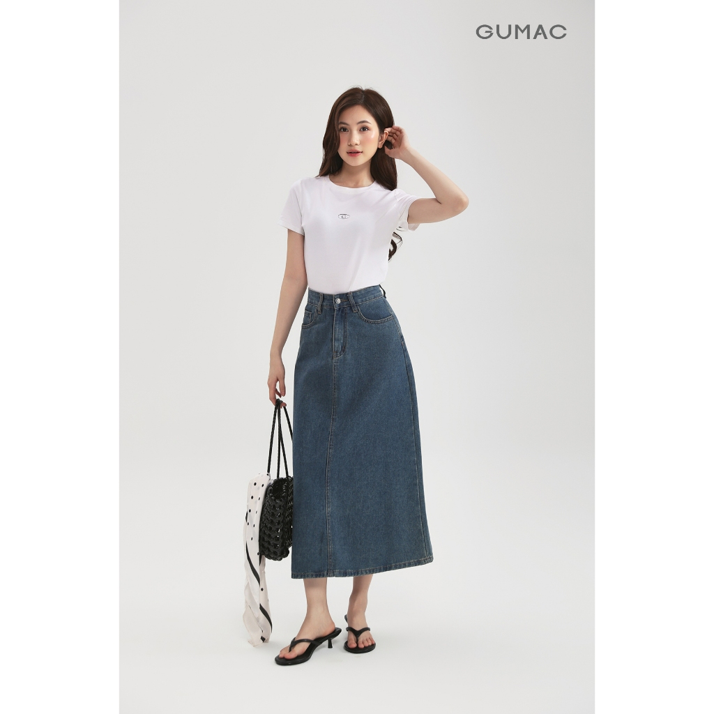 Chân Váy Jeans Gmorning - GUMAC Form A Tôn Dáng Túi Mổ Hàm Ếch Thanh Lịch YVJF01071 - YVG07102
