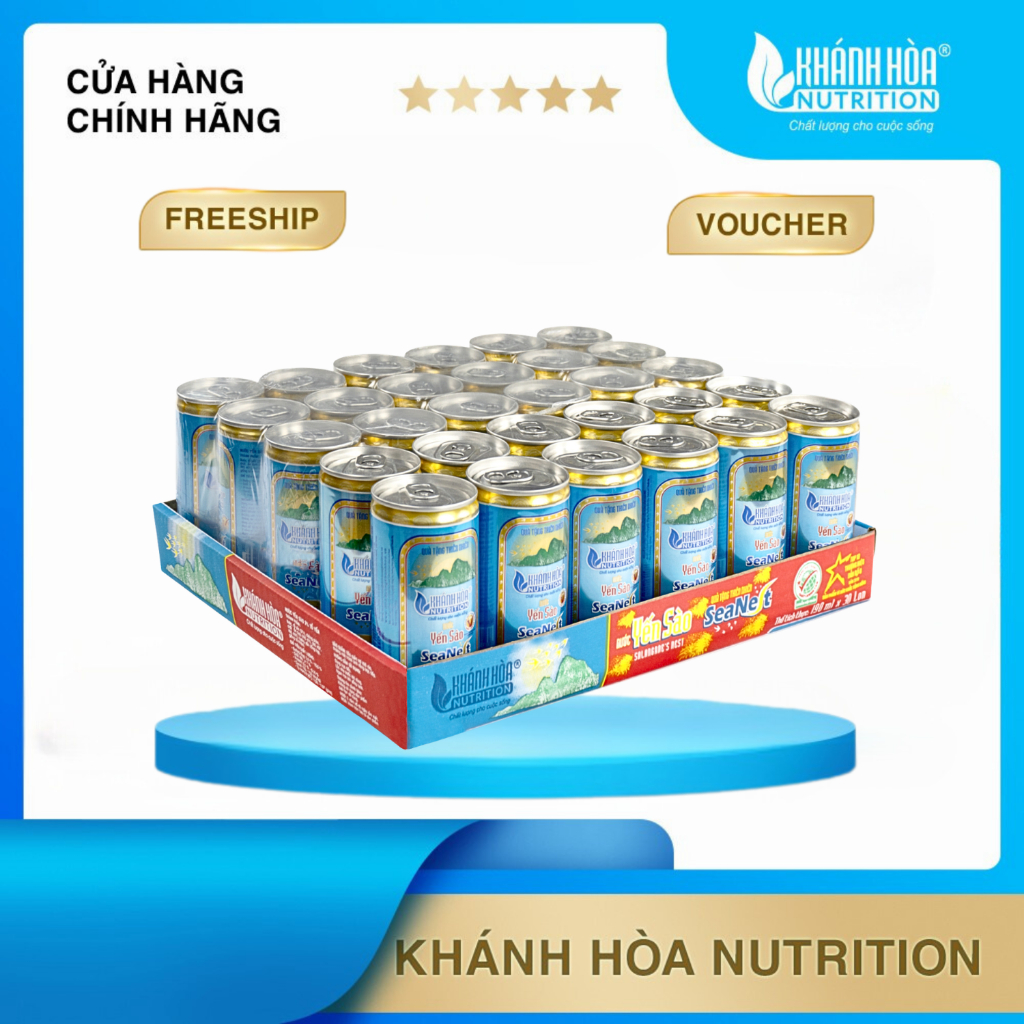 Nước Yến Sào Khánh Hòa SeaNest - Khay 30 lon x 190ml - Có Đường
