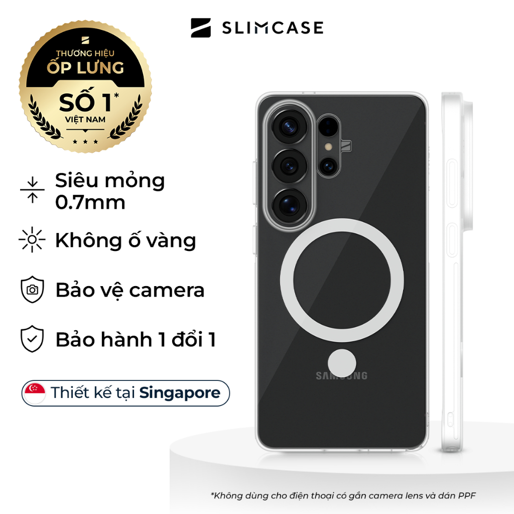 Ốp lưng Samsung Galaxy S26 Ultra / S26 Plus / S26 SLIMCASE - Không ố vàng, siêu mỏng, hỗ trợ sạc không dây