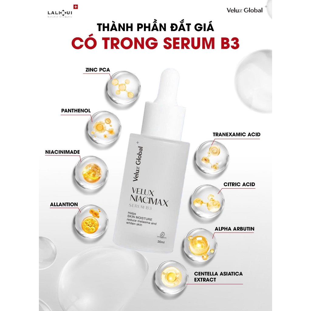 SERUM B3 LALIHUI KIỀM DẦU GIẢM MỤN SÁNG DA MỜ THÂM NÁM,HỖ TRỢ THU NHỎ LỖ CHÂN LÔNG
