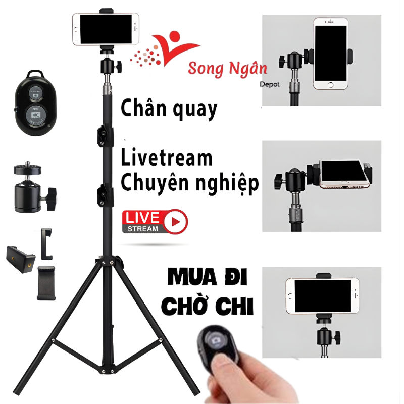 Gậy livestream gậy chụp ảnh quay video reivew sản phẩm cho điện thoại tiện lợi selfie phụ kiện