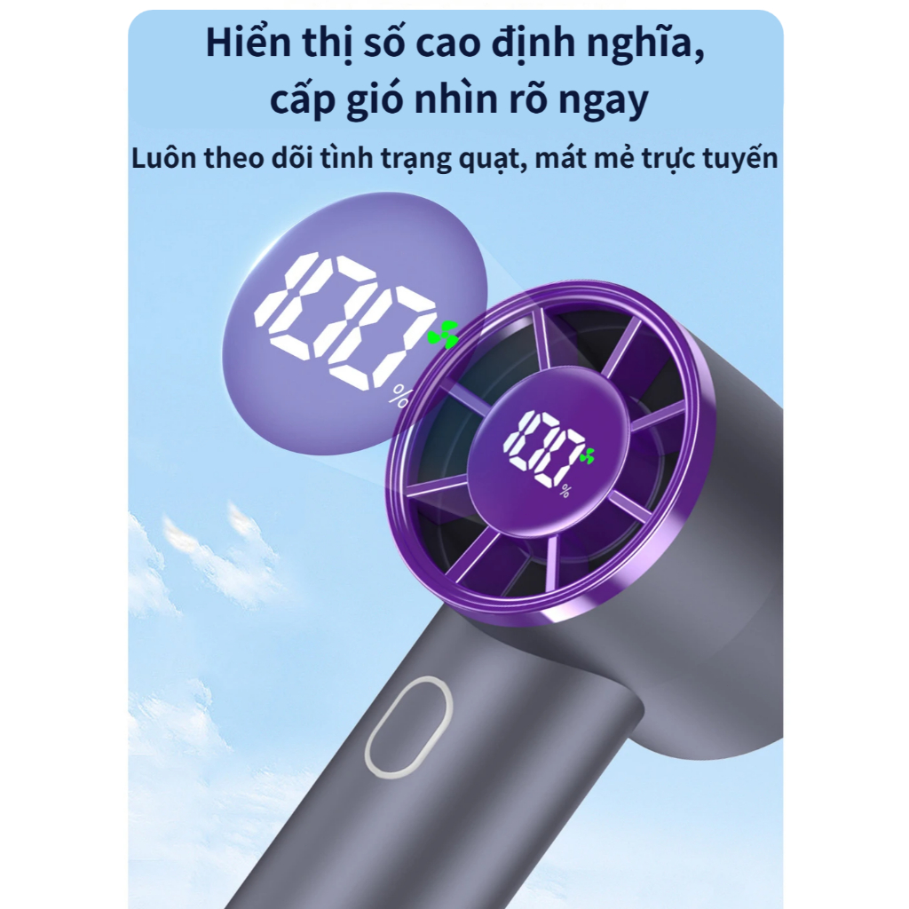Quạt Cầm Tay | Gió Lạnh Ngay 100 Cấp | Pin 3600mAh | Sạc Nhanh Type-C | Dễ Mang Theo | chống nóng văn phòng ký túc xá