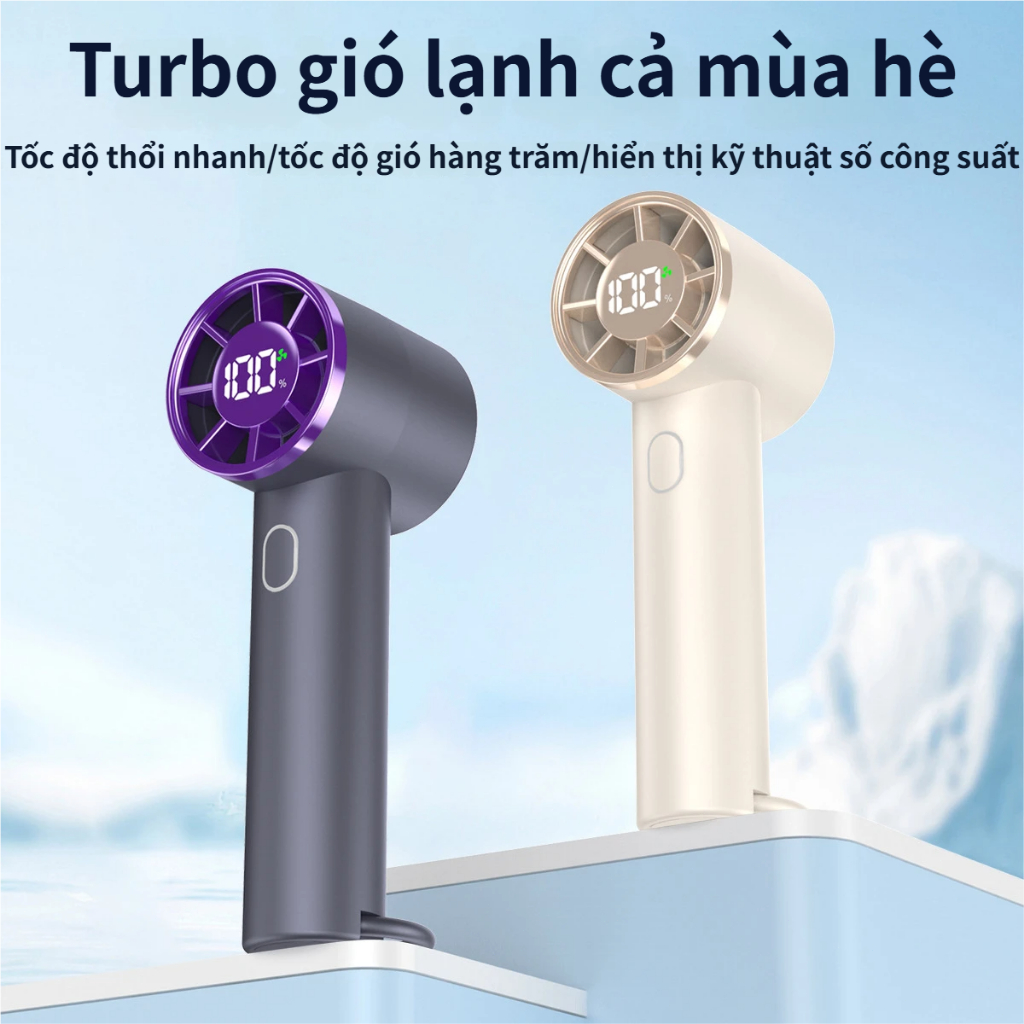 Quạt Cầm Tay | Gió Lạnh Ngay 100 Cấp | Pin 3600mAh | Sạc Nhanh Type-C | Dễ Mang Theo | chống nóng văn phòng ký túc xá