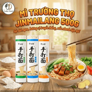 Mì Trường Thọ Jinmailang 500g - Mì Khô Tay Đánh Nội Địa Trung Sợi Dài, Dai Ngon (Sợi Tròn/Sợi Dẹt) Luka Food