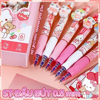 Bút mực xoá được 0.5mm mực xanh, hộp 6 bút bi viết trơn mịn, xoá dễ dàng, nhanh khô không lem