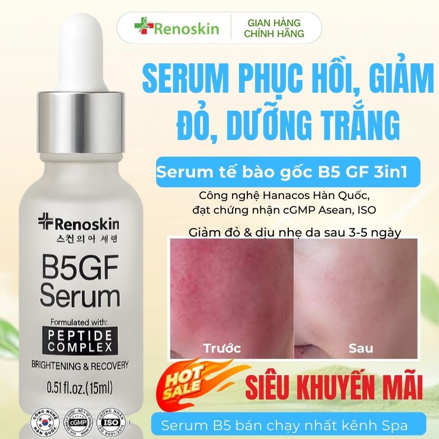 Serum B5 Dưỡng Trắng, Phục Hồi Da Renoskin B5GF - Ngừa Thâm Nám Hiệu Quả 15ML