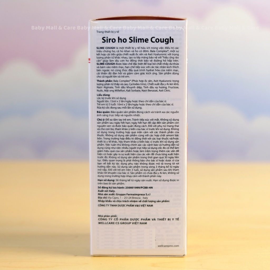 Siro Ho Slime Cough 150ml Italy Bala Complex Giảm Ho,Dịu Cổ Họng | Babymall & Care