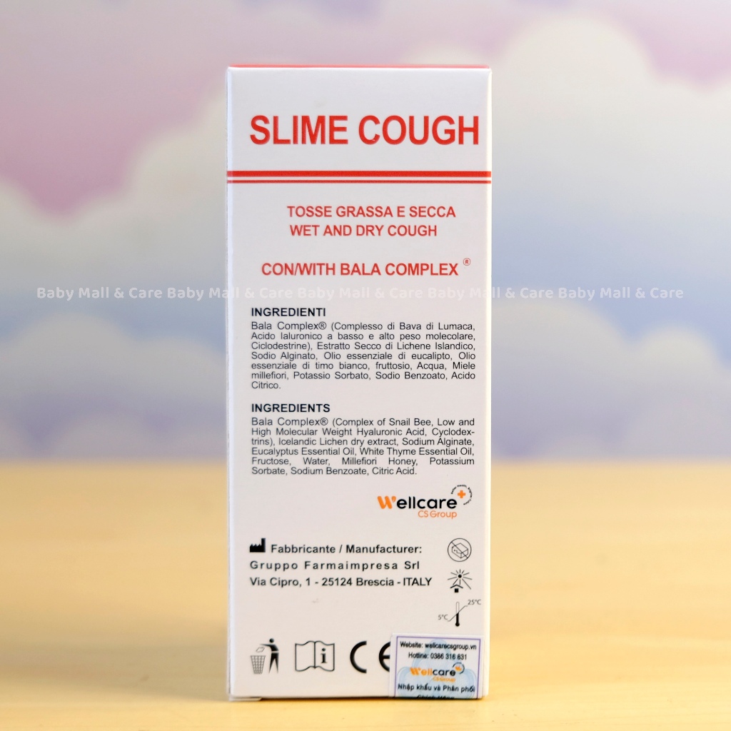 Siro Ho Slime Cough 150ml Italy Bala Complex Giảm Ho,Dịu Cổ Họng | Babymall & Care