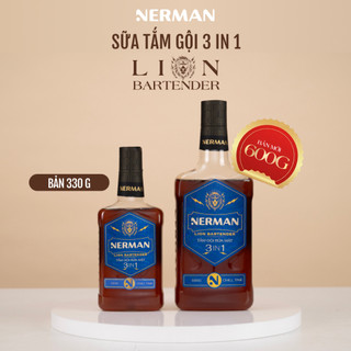 [BẢN MỚI 600G] Sữa tắm gội rửa mặt 3in1 Nerman Lion Bartender 600G làm sạch da và tóc, giúp dưỡng ẩm