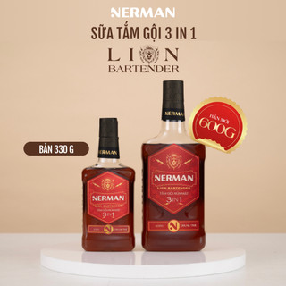 [BẢN MỚI 600G] Sữa tắm gội rửa mặt 3in1 Nerman Lion Bartender 600G làm sạch da và tóc, giúp dưỡng ẩm