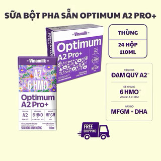 {Chính hãng} Sữa bột pha sẵn Vinamilk Optimum A2Pro+ hỗ trợ tiêu hóa tốt, phát triển não bộ (Thùng 24 hộp 110ML)