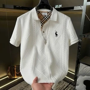 Áo Polo Nam Thêu Ngựa Chất Cotton Xốp Vân Nổi Trẻ Trung Thiết Kế Phối Nổi Bật
