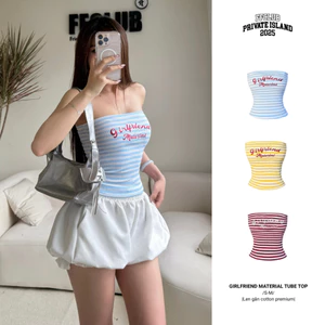 SET ÁO ỐNG MÙA HÈ LOGO THÊU GIRL FRIEND SỌC FFCLUB MIX