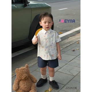 Set Bộ Sơ Mi Cộc Tay Bé Trai Họa Tiết Đáng Yêu Ngộ Ngĩnh - Chất Liệu Cao Cấp Mềm Thấm Hút Mồ