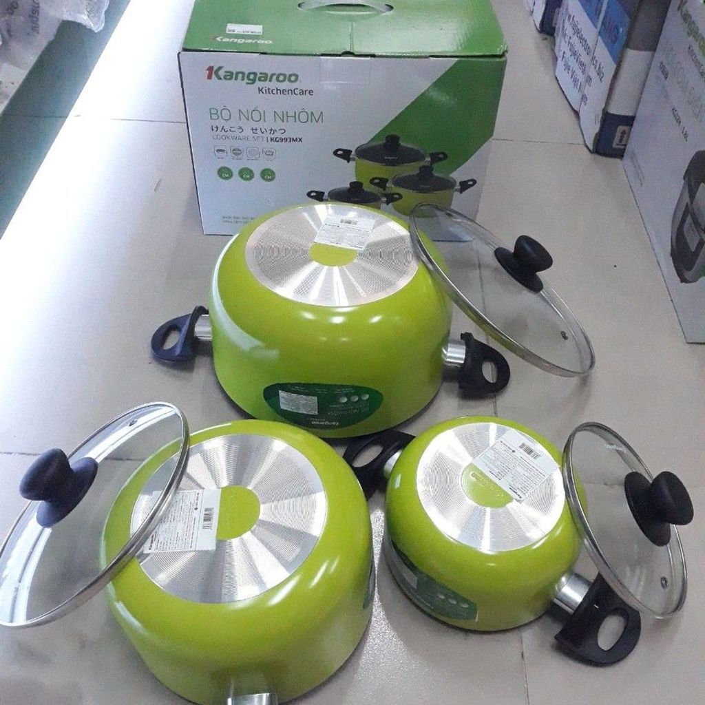 Bộ Nồi Nhôm Kangaroo 6 món, lớp chống dính siêu bền