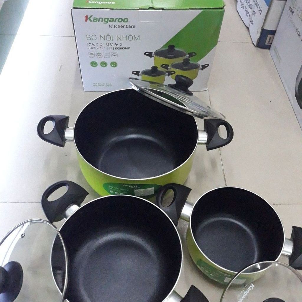 Bộ Nồi Nhôm Kangaroo 6 món, lớp chống dính siêu bền