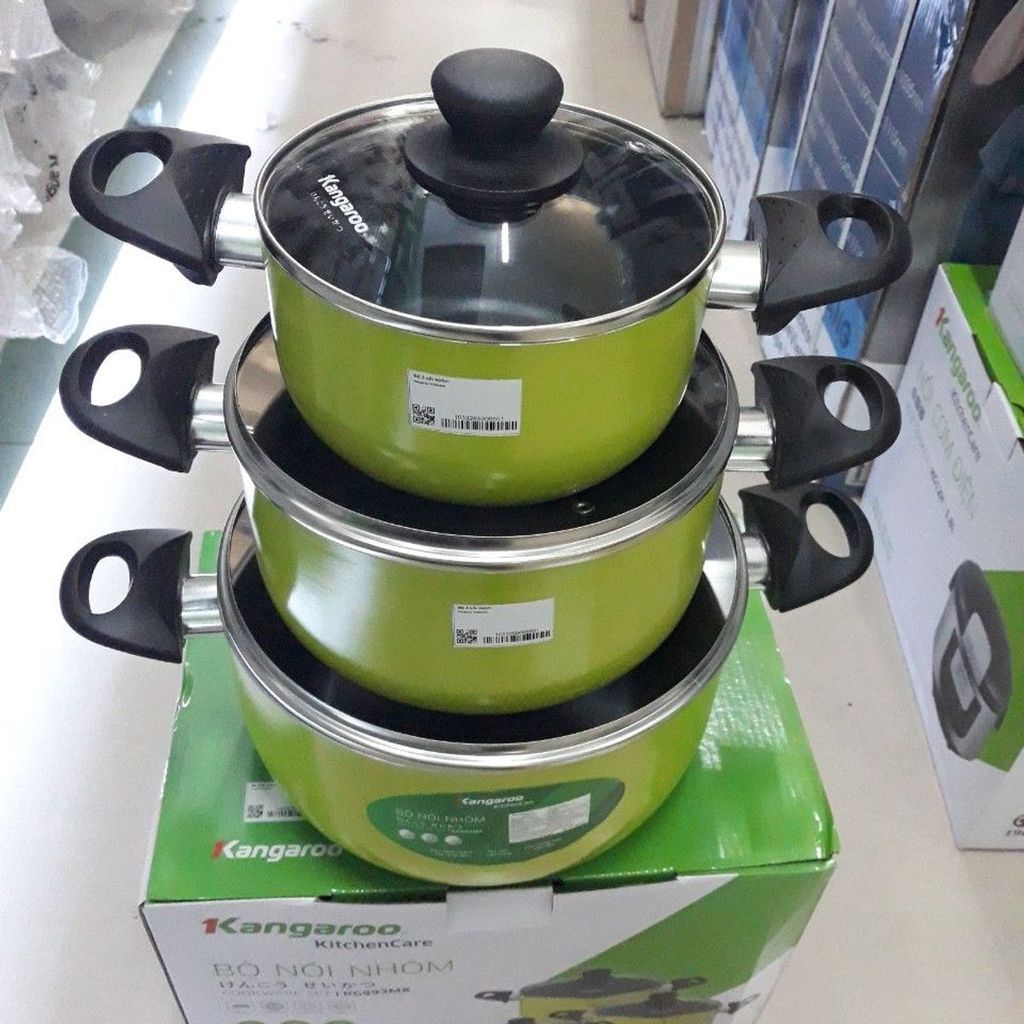 Bộ Nồi Nhôm Kangaroo 6 món, lớp chống dính siêu bền