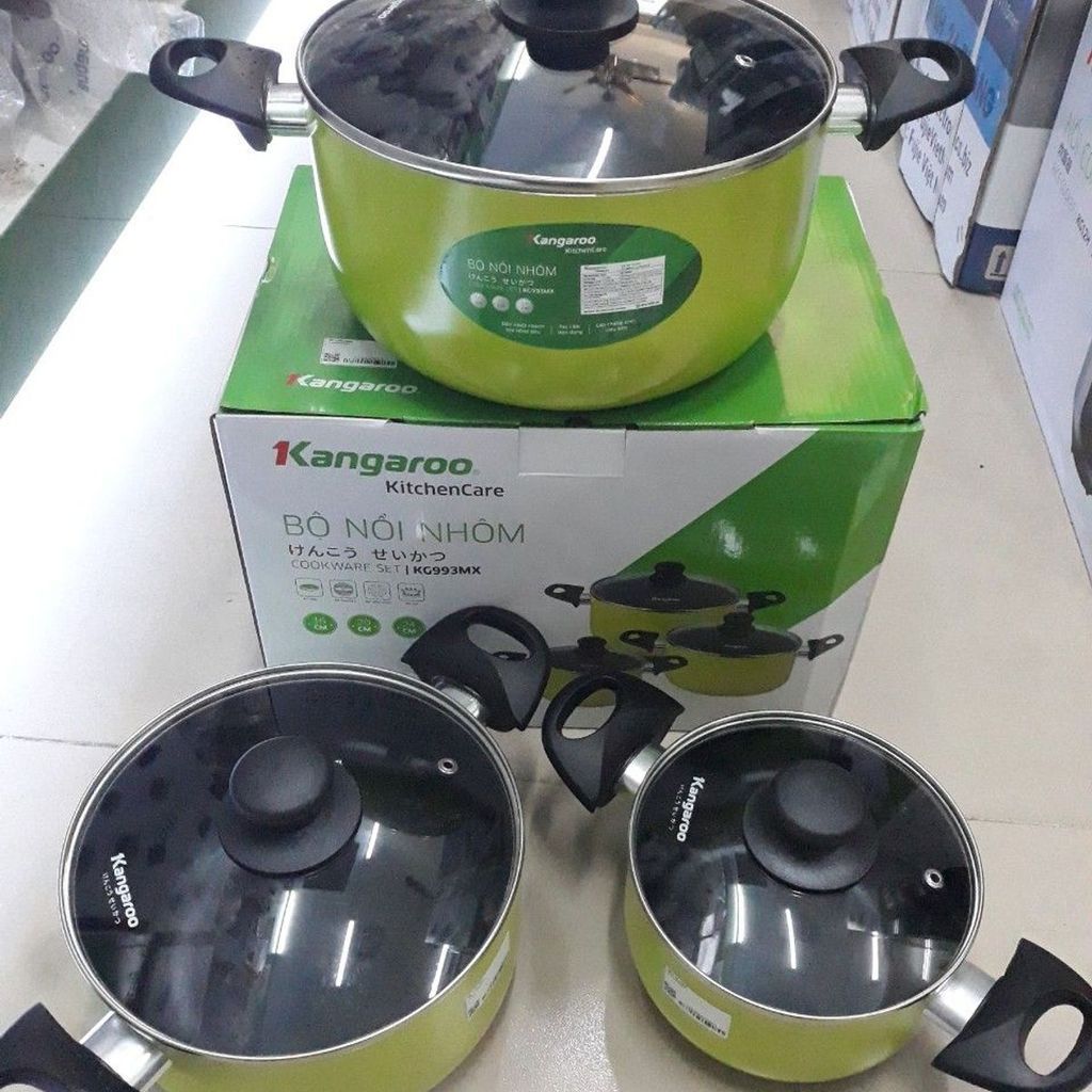 Bộ Nồi Nhôm Kangaroo 6 món, lớp chống dính siêu bền