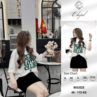 Set Bộ Áo Phông Nữ Chepol Form Rộng, In Chữ, Cổ Tròn, Phối Chân Váy, Chất Cotton ( Áo Thun Trắng + Chân Váy Đen)CP_10192