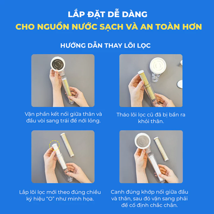 Bộ Vòi Sen Lọc Nước Atojet AJ-8200 Kèm 3 Lõi Lọc Đầu 3 Lõi Lọc Thân Tặng Sữa Tắm Arumore 500ml – 3