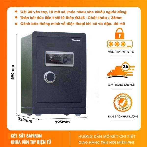 Két Sắt Kiểm Soát Tài Sản Chủ Động 24/7 Trên Điện Thoại, Vân Tay Điện Tử 35LS, 60LS, 80LS Safiron