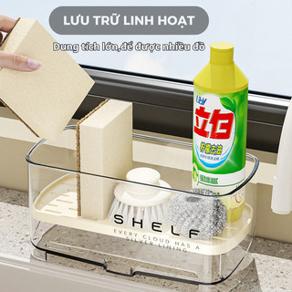Khay hộp đựng dụng cụ rửa chén để trên bồn rửa có vòi thoát nước vỏ trong suốt, giữ gọn gàng khô ráo HomieTech