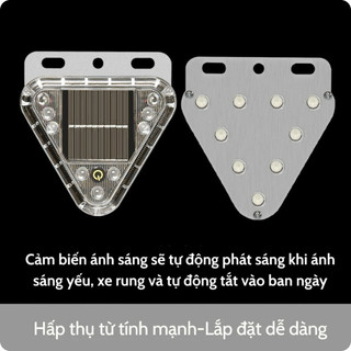 Đèn hậu cảnh báo năng lượng mặt trời cho xe oto, xe tải – hình tam giác cảm biến ánh sáng an toàn ban đêm HomieTech