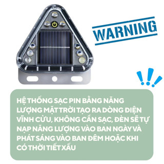Đèn hậu cảnh báo năng lượng mặt trời cho xe oto, xe tải – hình tam giác cảm biến ánh sáng an toàn ban đêm HomieTech