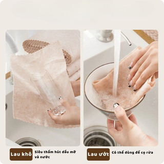 Khăn lau xơ mướp 20cm x 20cm sợi tự nhiên thấm hút tốt, khăn lau chén dĩa HomieTech