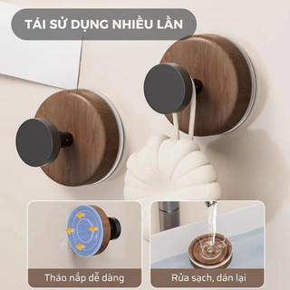 [Combo 5] Móc treo hút chân không chịu lực tốt - không cần đục tường - kiểu vân gỗ HomieTech