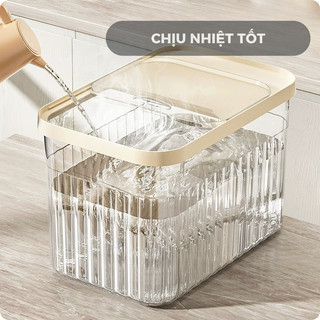 Thùng đựng gạo nhà bếp nắp bật thông minh màu kem chịu lực chịu nhiệt tốt 3 loại 5kg 10kg 15kg -  HomieTech