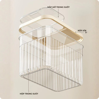 Thùng đựng gạo nhà bếp nắp bật thông minh màu kem chịu lực chịu nhiệt tốt 3 loại 5kg 10kg 15kg -  HomieTech