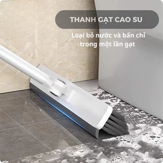 Cây chà sàn nhà tắm, chổi chà sàn và gạt nước đa năng 2 trong 1, chổi cọ nhà vệ sinh dài 100cm HomieTech
