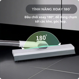 Cây chà sàn nhà tắm, chổi chà sàn và gạt nước đa năng 2 trong 1, chổi cọ nhà vệ sinh dài 100cm HomieTech